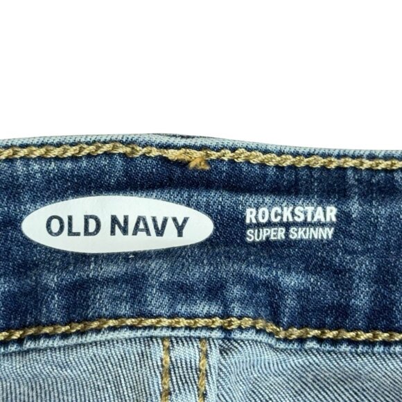 Womens Old Navy Jeans Rockstar Super Skinny Sz 12 Distressed Med Light Distress - Picture 3 of 9